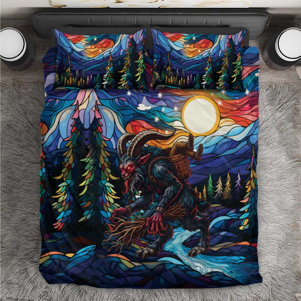 Stained Glass Krampus Bedding Set Folklore Horror Art - Wonder Print Shop