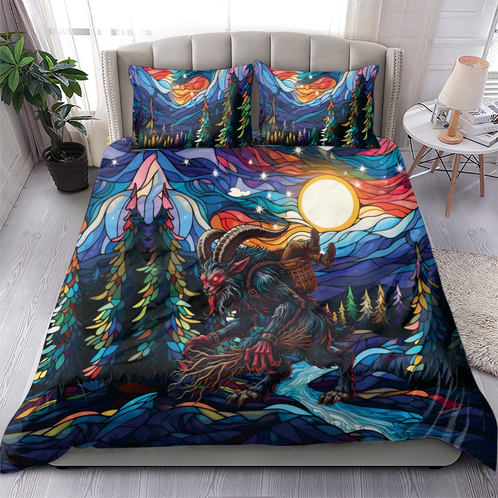 Stained Glass Krampus Bedding Set Folklore Horror Art - Wonder Print Shop