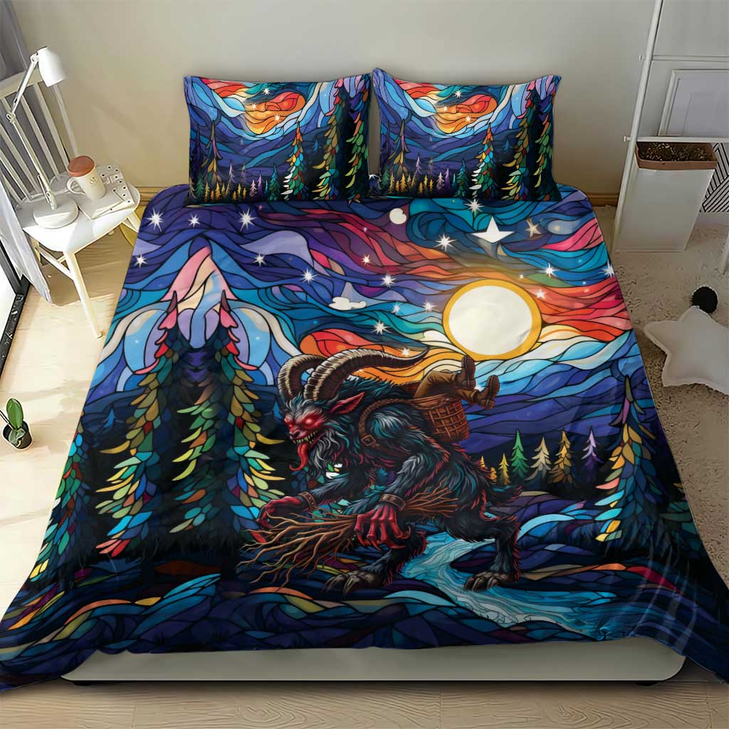 Stained Glass Krampus Bedding Set Folklore Horror Art - Wonder Print Shop