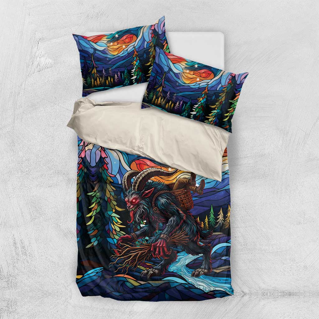 Stained Glass Krampus Bedding Set Folklore Horror Art - Wonder Print Shop