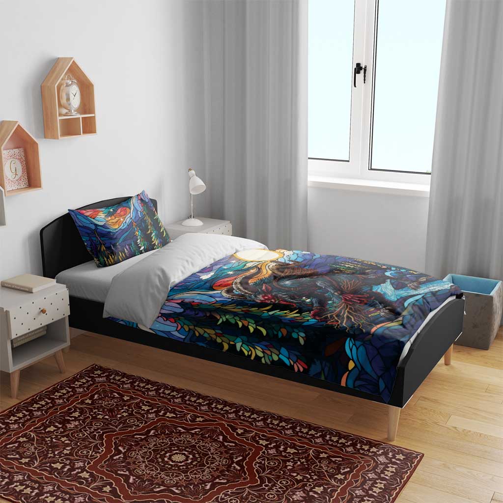 Stained Glass Krampus Bedding Set Folklore Horror Art - Wonder Print Shop