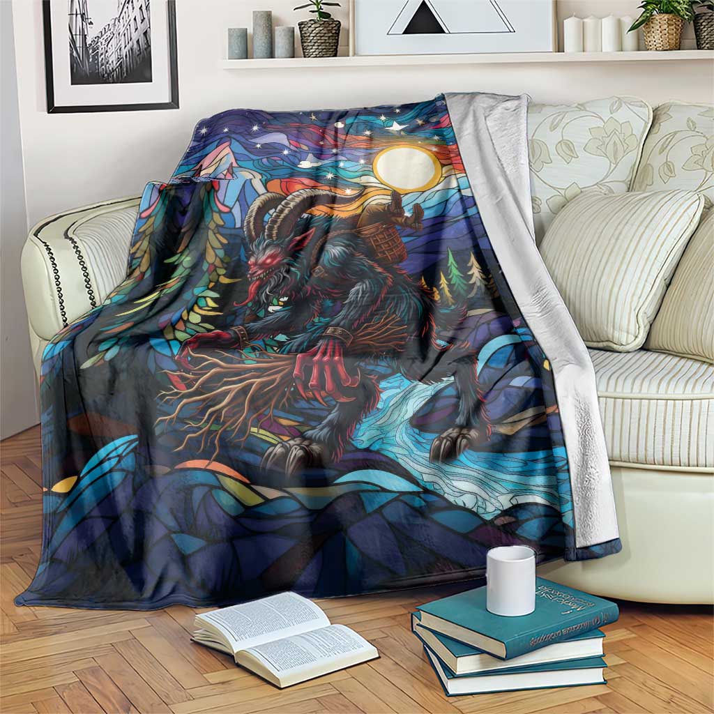 Stained Glass Krampus Blanket Folklore Horror Art - Wonder Print Shop