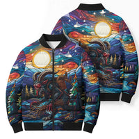 Stained Glass Krampus Bomber Puffer Jacket Folklore Horror Art - Wonder Print Shop