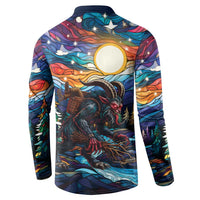 Stained Glass Krampus Button Sweatshirt Folklore Horror Art - Wonder Print Shop