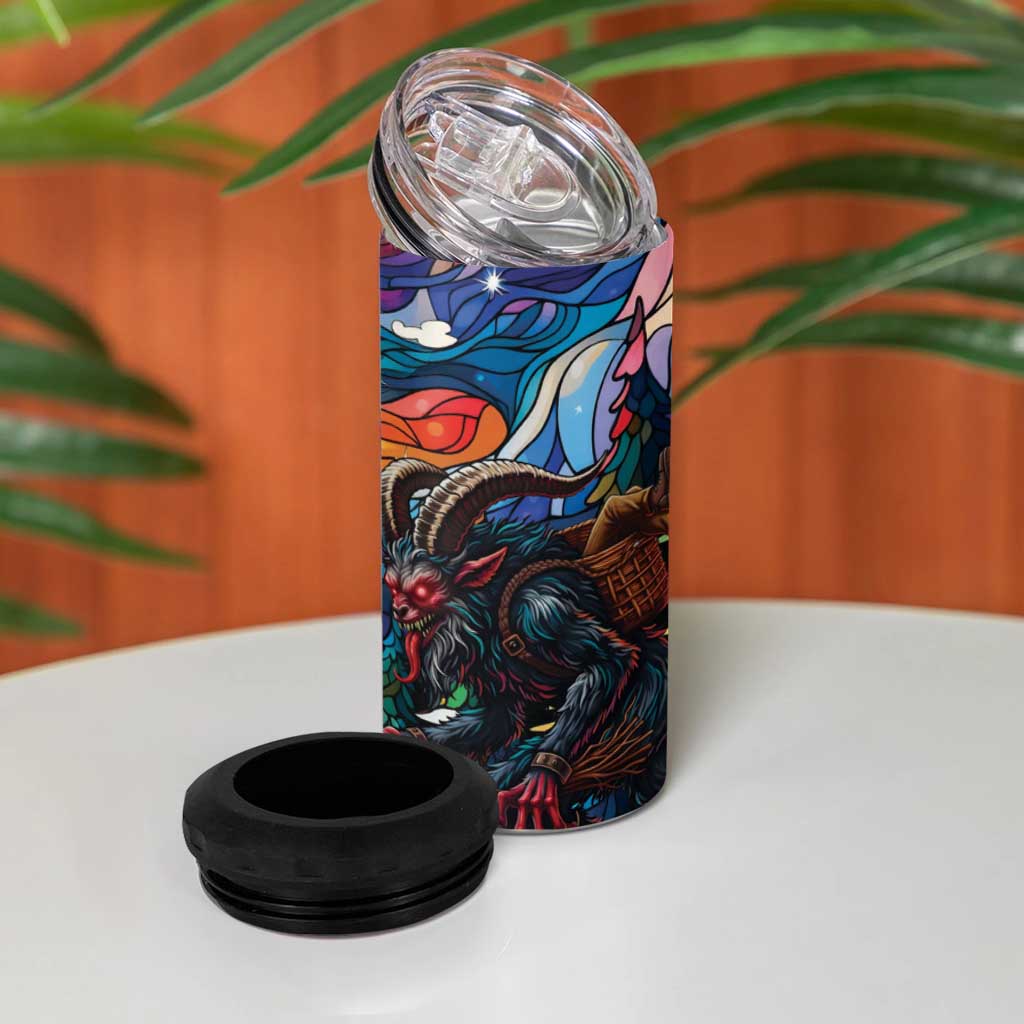 Stained Glass Krampus 4 in 1 Can Cooler Tumbler Folklore Horror Art - Wonder Print Shop