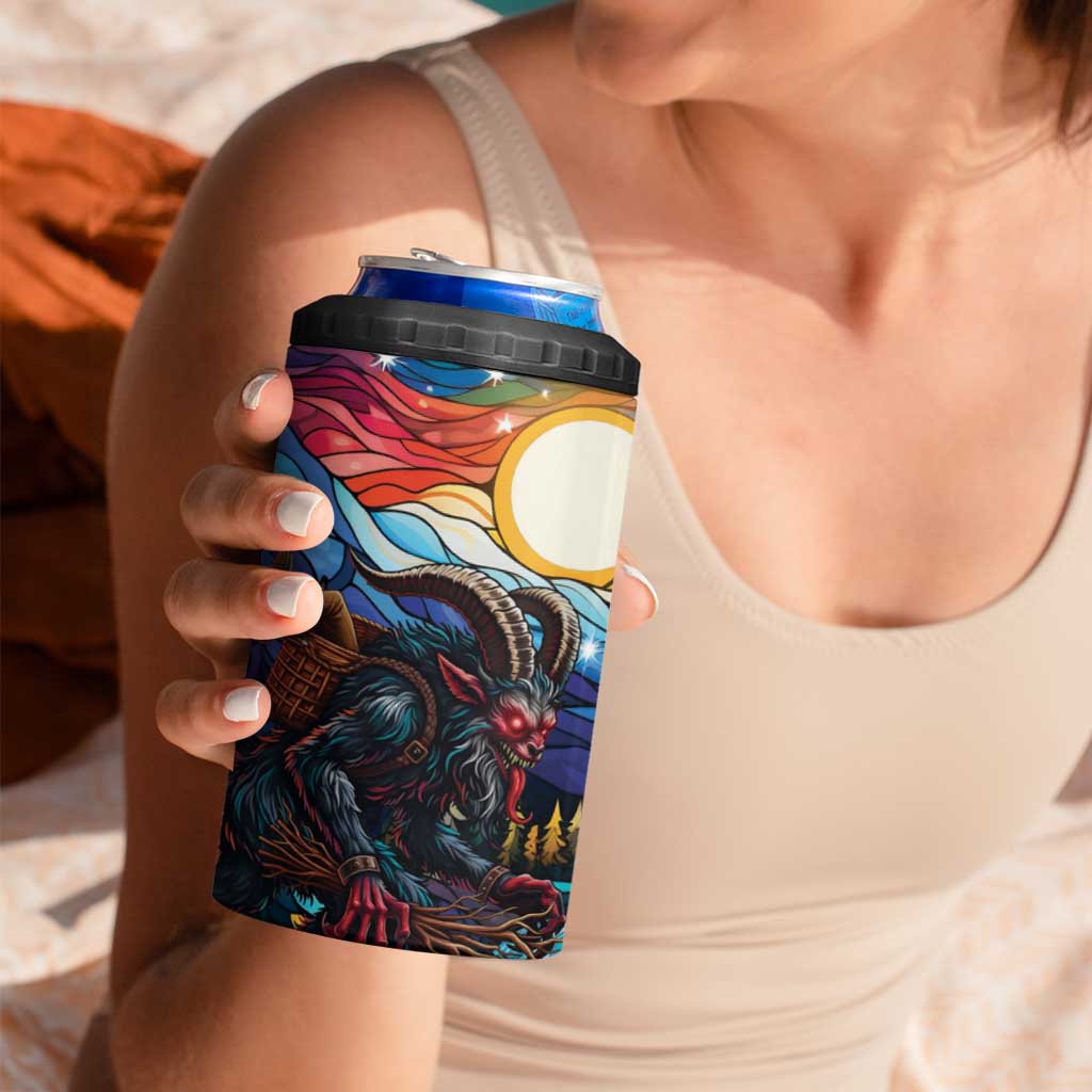 Stained Glass Krampus 4 in 1 Can Cooler Tumbler Folklore Horror Art - Wonder Print Shop