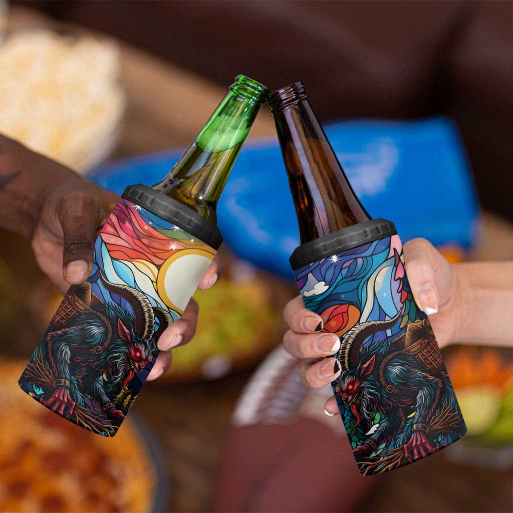 Stained Glass Krampus 4 in 1 Can Cooler Tumbler Folklore Horror Art - Wonder Print Shop