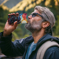 Stained Glass Krampus 4 in 1 Can Cooler Tumbler Folklore Horror Art - Wonder Print Shop