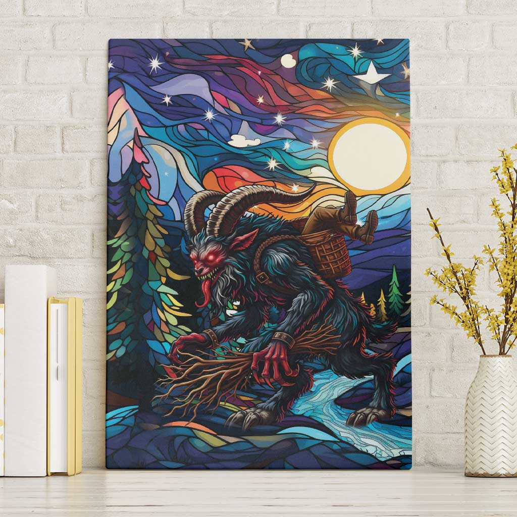 Stained Glass Krampus Canvas Wall Art Folklore Horror Art - Wonder Print Shop