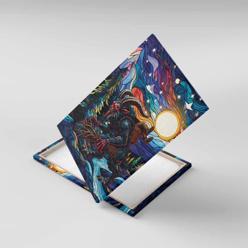 Stained Glass Krampus Canvas Wall Art Folklore Horror Art - Wonder Print Shop