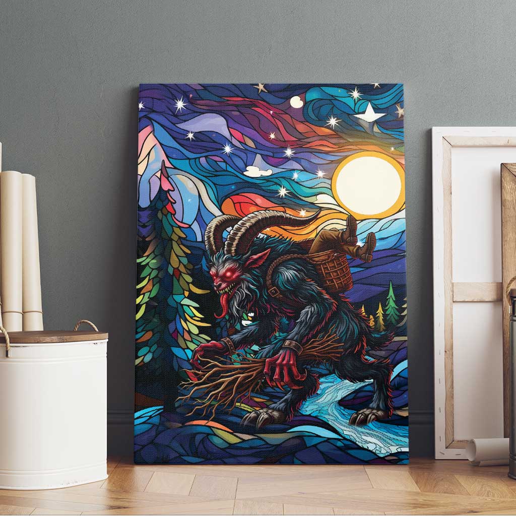 Stained Glass Krampus Canvas Wall Art Folklore Horror Art - Wonder Print Shop