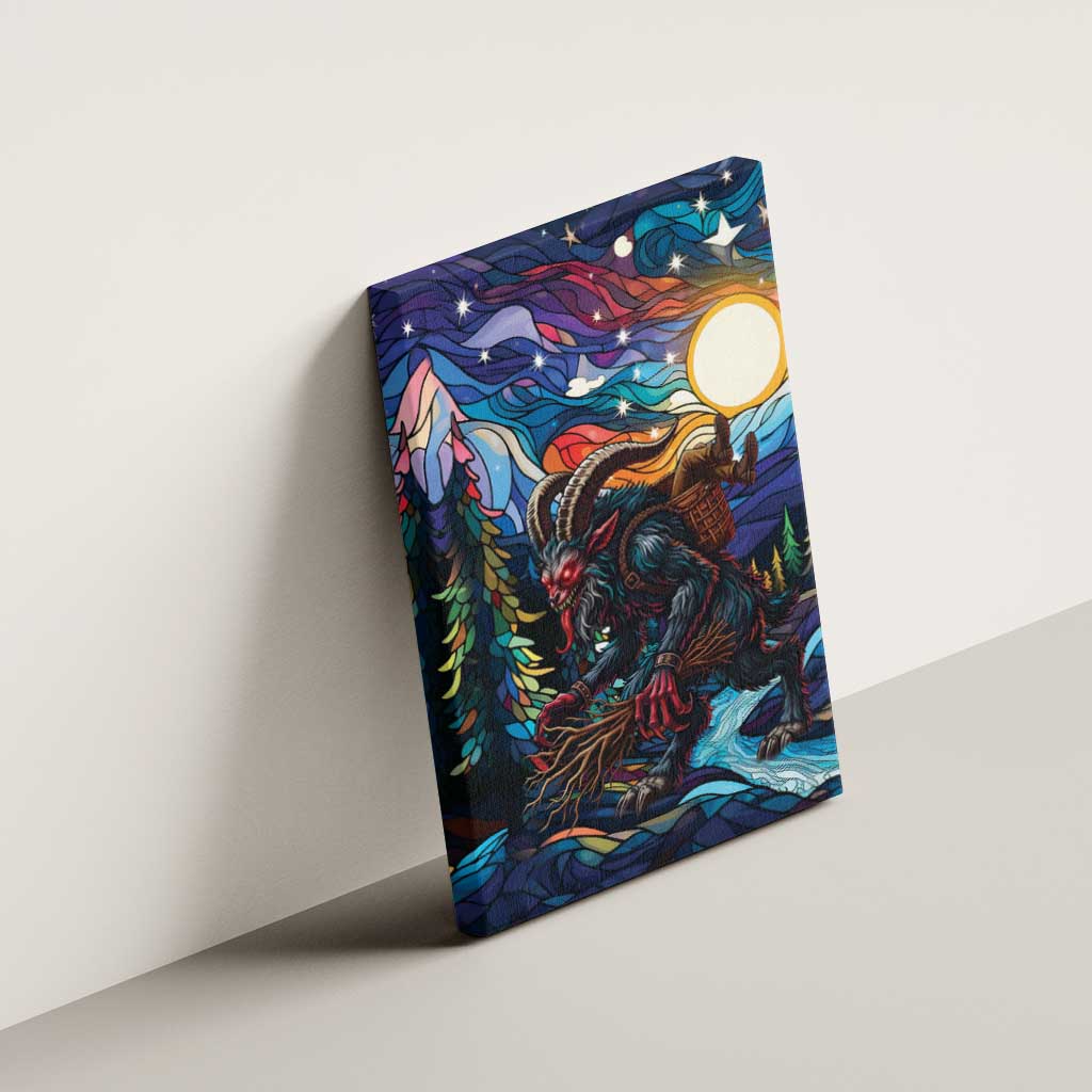 Stained Glass Krampus Canvas Wall Art Folklore Horror Art - Wonder Print Shop