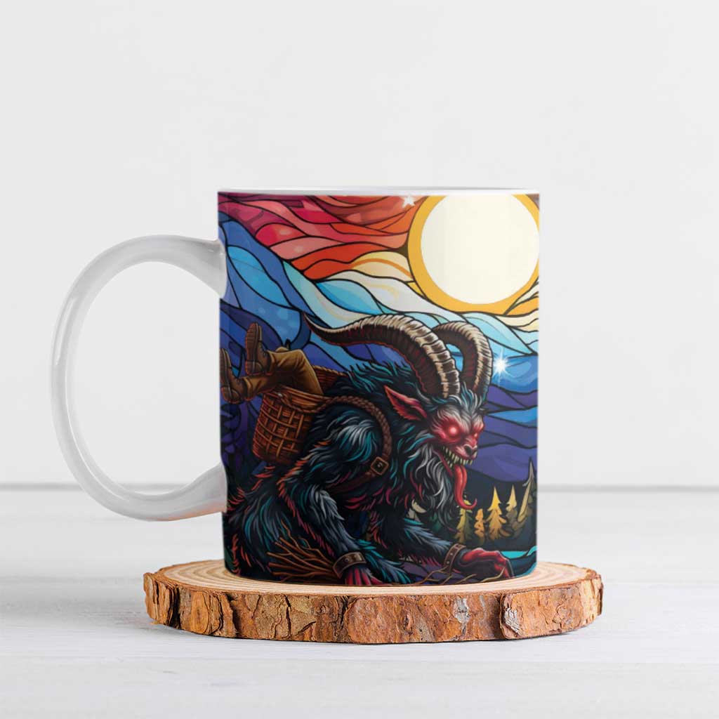 Stained Glass Krampus Ceramic Mug Folklore Horror Art - Wonder Print Shop