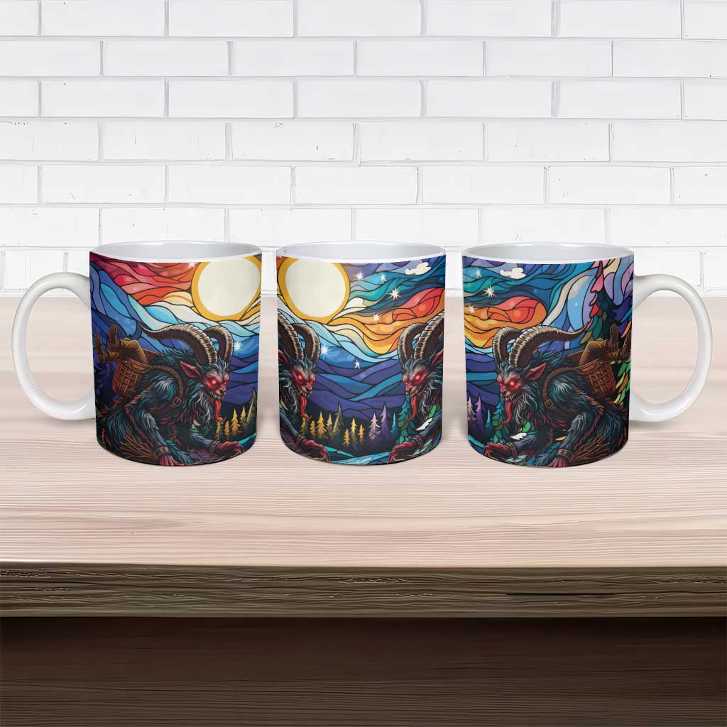 Stained Glass Krampus Ceramic Mug Folklore Horror Art - Wonder Print Shop