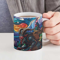 Stained Glass Krampus Ceramic Mug Folklore Horror Art - Wonder Print Shop