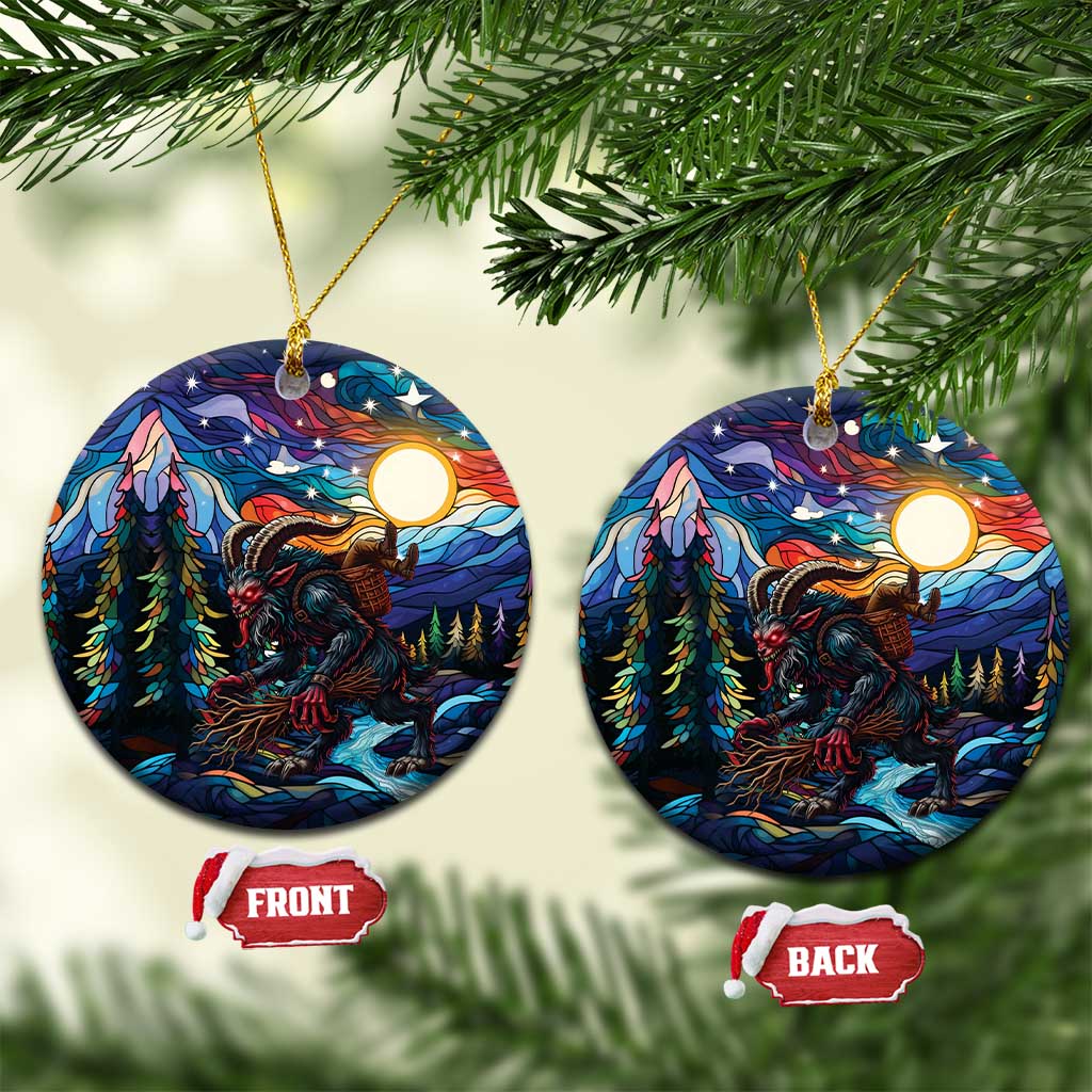 Stained Glass Krampus Ceramic Ornament Folklore Horror Art - Wonder Print Shop