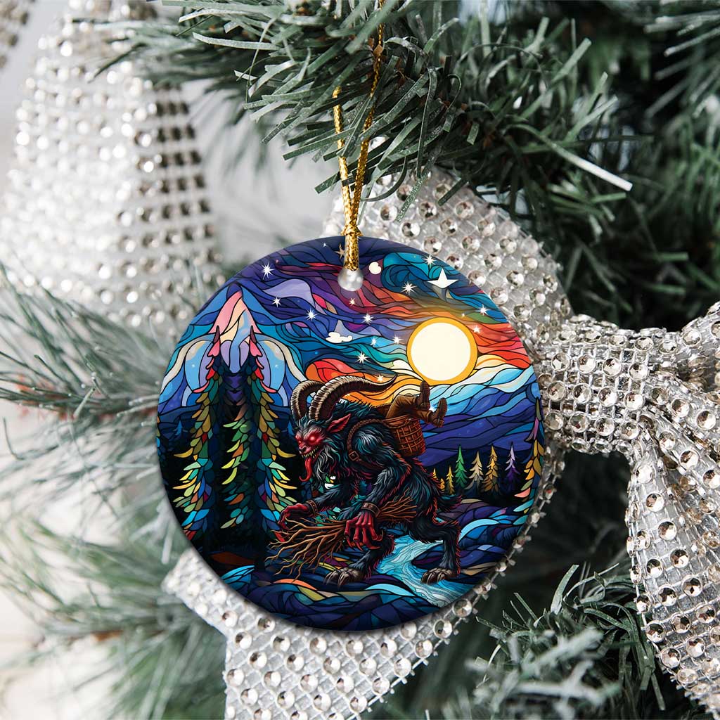 Stained Glass Krampus Ceramic Ornament Folklore Horror Art - Wonder Print Shop