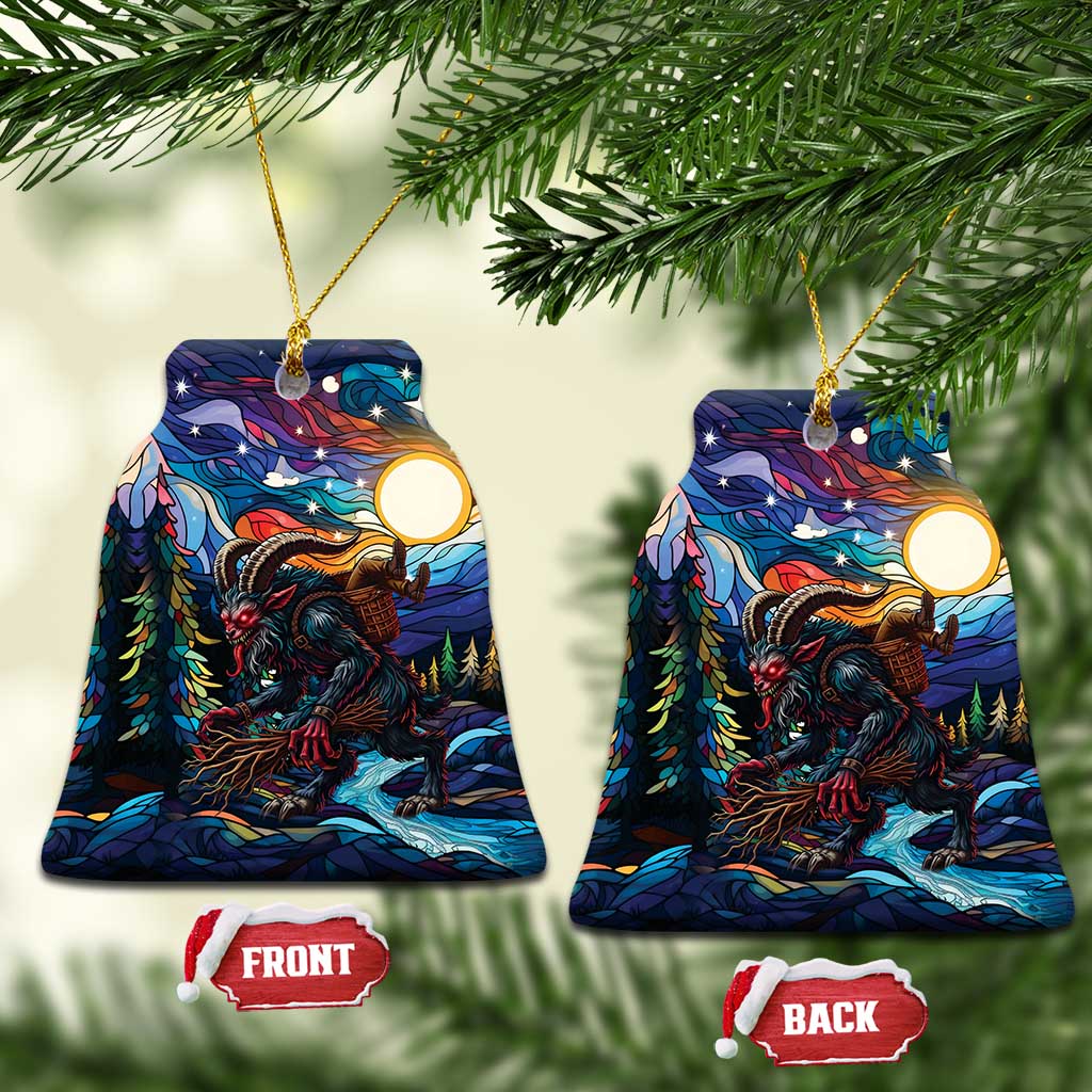 Stained Glass Krampus Ceramic Ornament Folklore Horror Art - Wonder Print Shop
