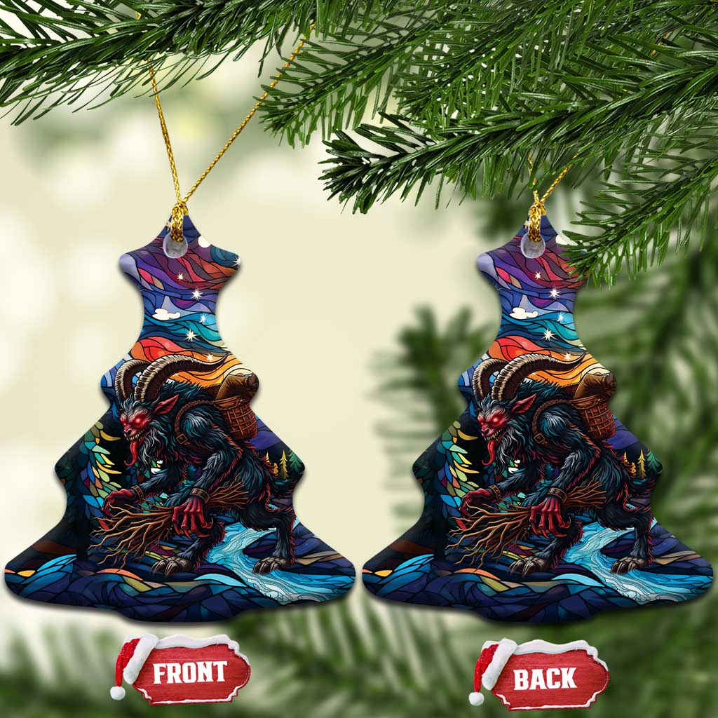 Stained Glass Krampus Ceramic Ornament Folklore Horror Art - Wonder Print Shop