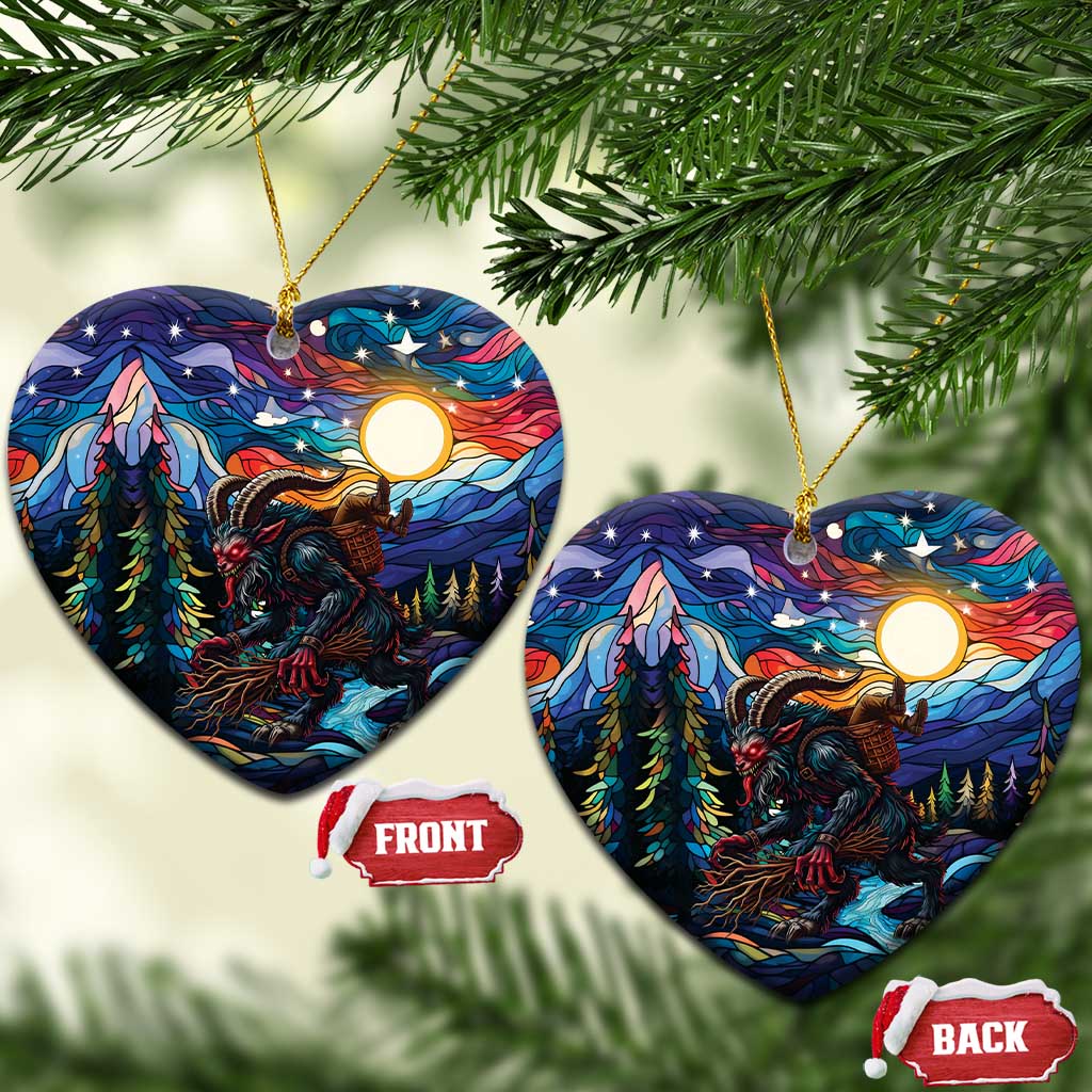 Stained Glass Krampus Ceramic Ornament Folklore Horror Art - Wonder Print Shop