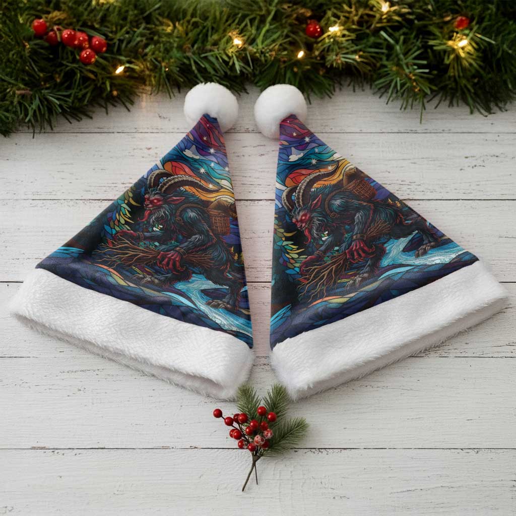 Stained Glass Krampus Christmas Santa Hat Folklore Horror Art - Wonder Print Shop