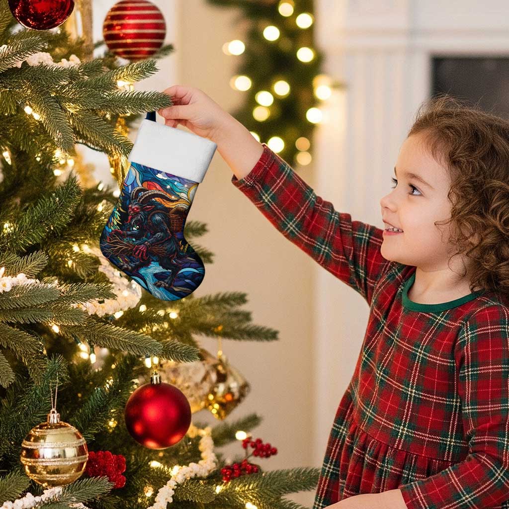 Stained Glass Krampus Christmas Stocking Folklore Horror Art - Wonder Print Shop