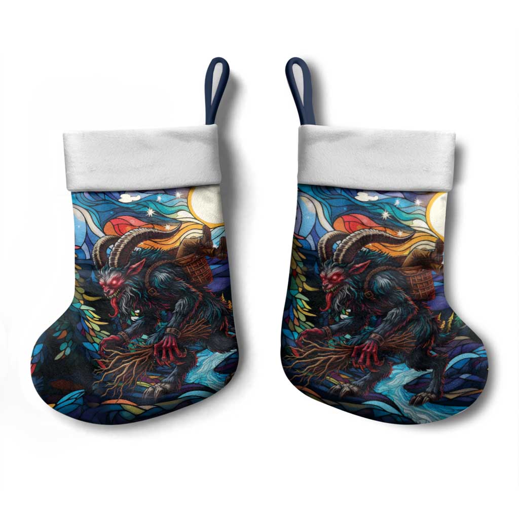 Stained Glass Krampus Christmas Stocking Folklore Horror Art - Wonder Print Shop
