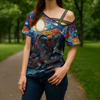 Stained Glass Krampus Cross Shoulder Shirt Folklore Horror Art - Wonder Print Shop