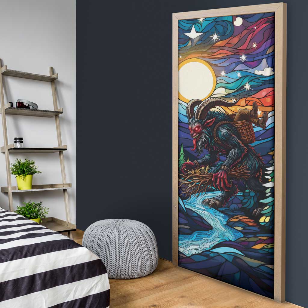 Stained Glass Krampus Door Cover Folklore Horror Art - Wonder Print Shop
