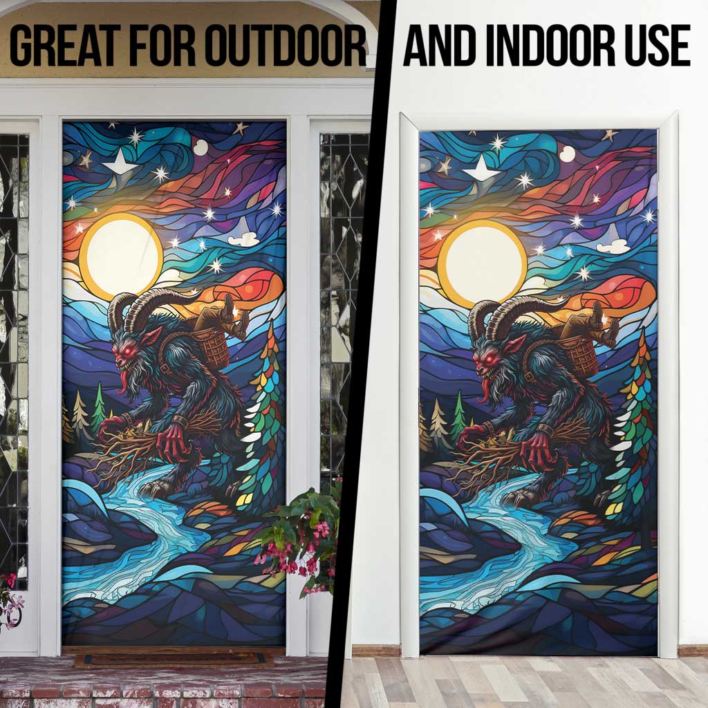 Stained Glass Krampus Door Cover Folklore Horror Art - Wonder Print Shop