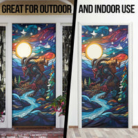 Stained Glass Krampus Door Cover Folklore Horror Art - Wonder Print Shop