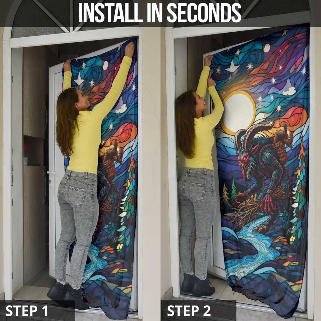 Stained Glass Krampus Door Cover Folklore Horror Art - Wonder Print Shop