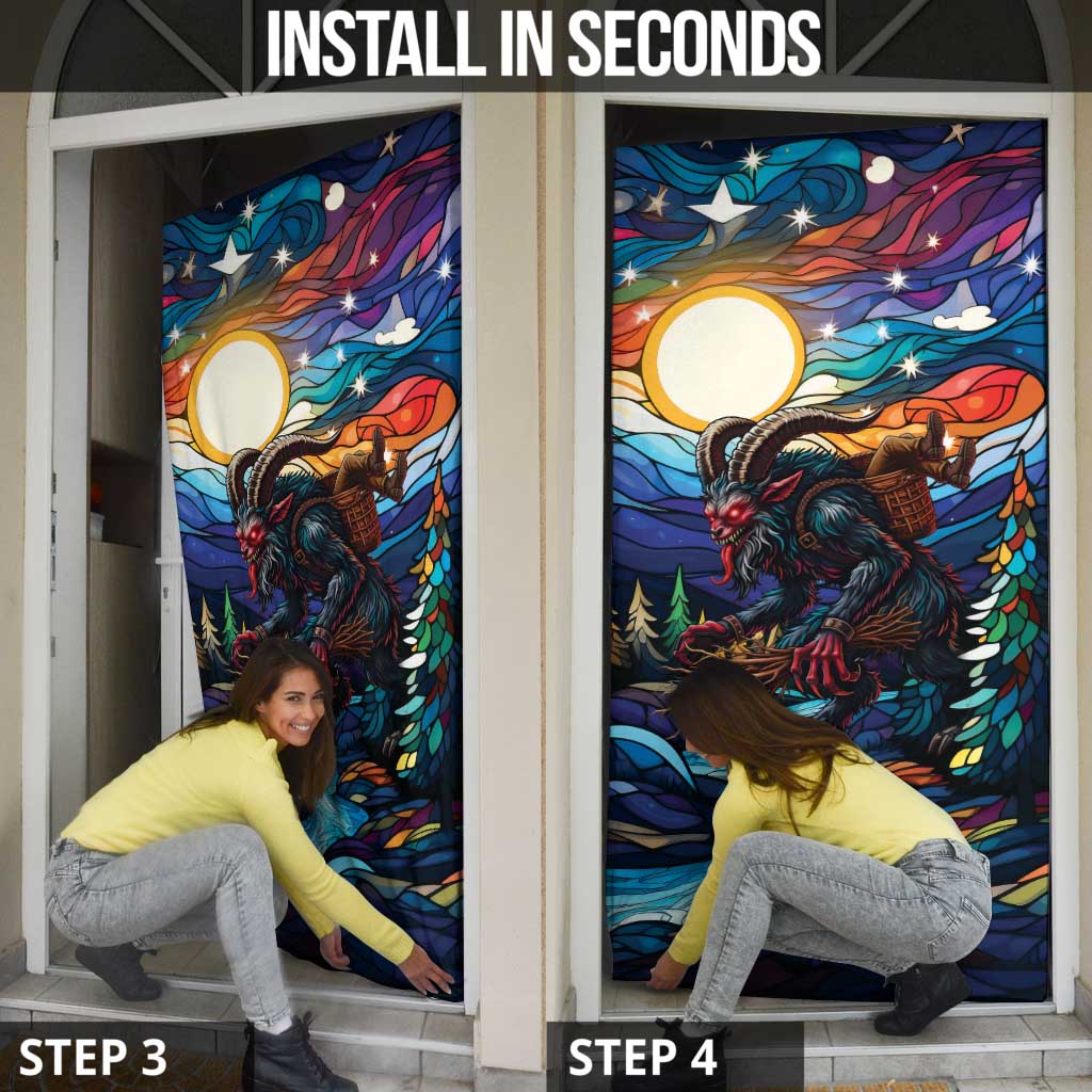 Stained Glass Krampus Door Cover Folklore Horror Art - Wonder Print Shop