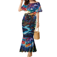 Stained Glass Krampus Family Matching Mermaid Dress and Hawaiian Shirt Folklore Horror Art - Wonder Print Shop