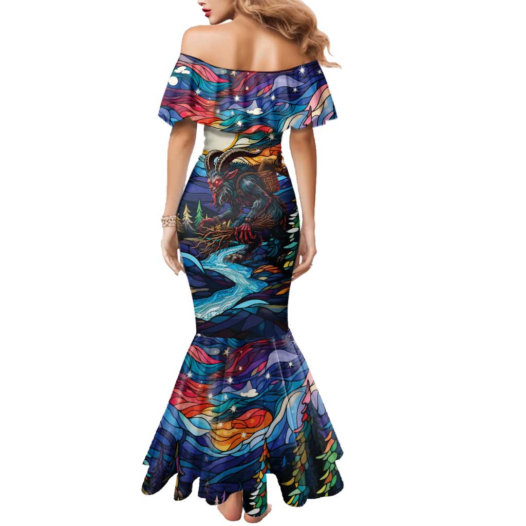 Stained Glass Krampus Family Matching Mermaid Dress and Hawaiian Shirt Folklore Horror Art - Wonder Print Shop