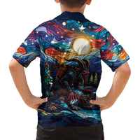Stained Glass Krampus Family Matching Off The Shoulder Long Sleeve Dress and Hawaiian Shirt Folklore Horror Art - Wonder Print Shop