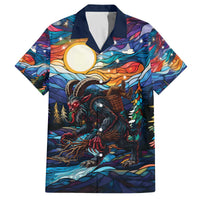 Stained Glass Krampus Family Matching Off The Shoulder Long Sleeve Dress and Hawaiian Shirt Folklore Horror Art - Wonder Print Shop