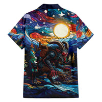Stained Glass Krampus Family Matching Off The Shoulder Long Sleeve Dress and Hawaiian Shirt Folklore Horror Art - Wonder Print Shop