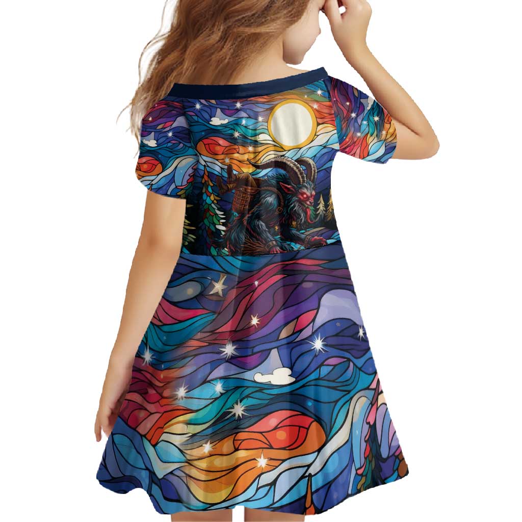 Stained Glass Krampus Family Matching Off Shoulder Maxi Dress and Hawaiian Shirt Folklore Horror Art - Wonder Print Shop