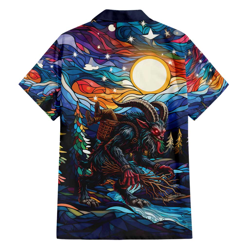 Stained Glass Krampus Family Matching Short Sleeve Bodycon Dress and Hawaiian Shirt Folklore Horror Art - Wonder Print Shop