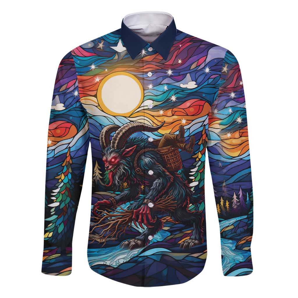 Stained Glass Krampus Family Matching Short Sleeve Bodycon Dress and Hawaiian Shirt Folklore Horror Art - Wonder Print Shop