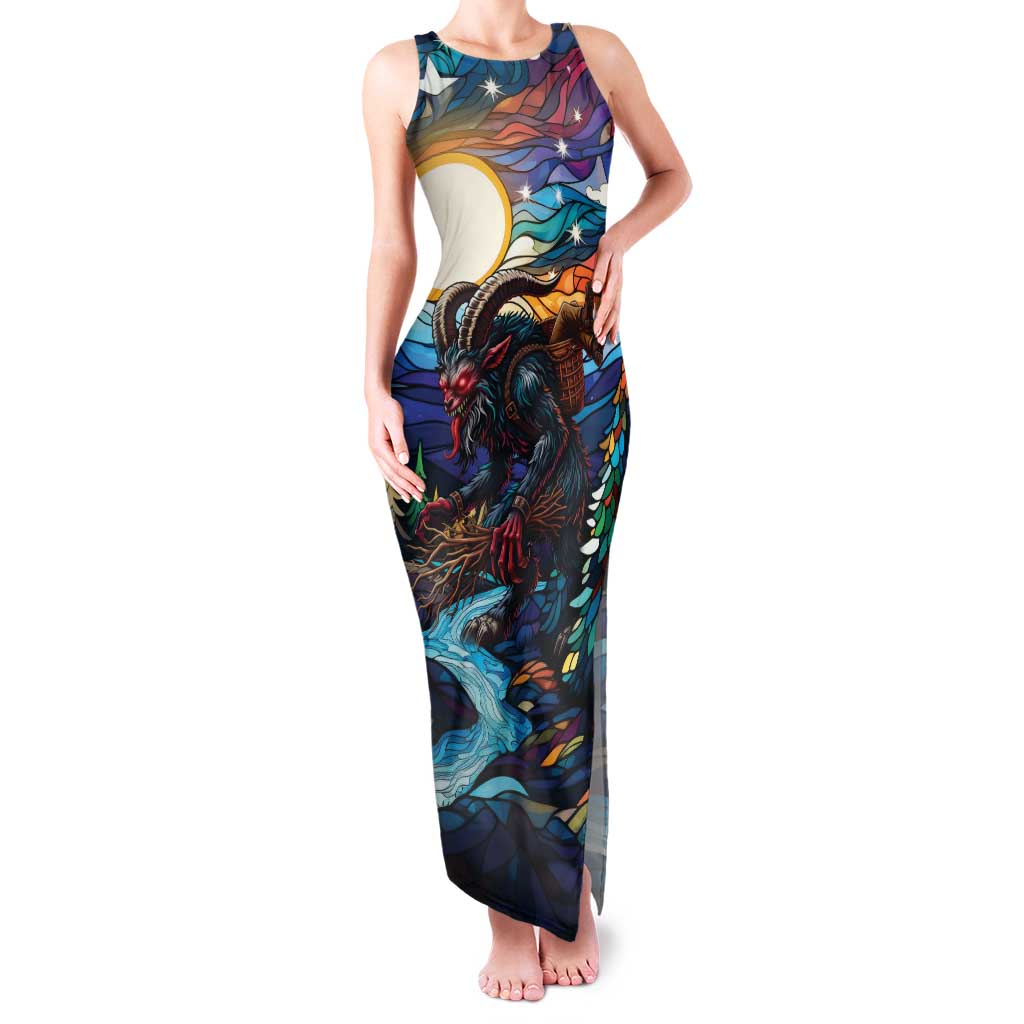 Stained Glass Krampus Family Matching Tank Maxi Dress and Hawaiian Shirt Folklore Horror Art - Wonder Print Shop