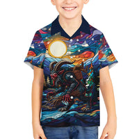 Stained Glass Krampus Family Matching Tank Maxi Dress and Hawaiian Shirt Folklore Horror Art - Wonder Print Shop