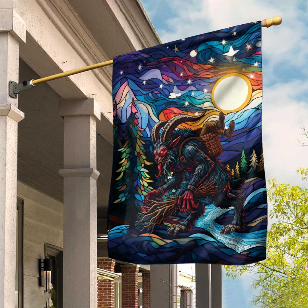 Stained Glass Krampus Garden Flag Folklore Horror Art - Wonder Print Shop