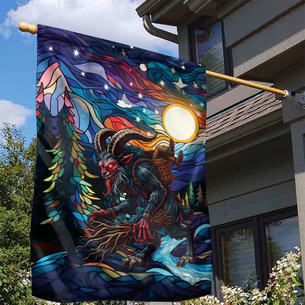 Stained Glass Krampus Garden Flag Folklore Horror Art - Wonder Print Shop