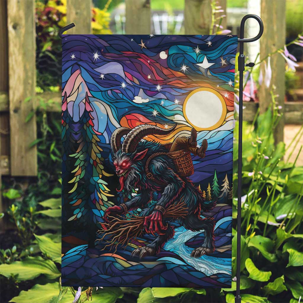 Stained Glass Krampus Garden Flag Folklore Horror Art - Wonder Print Shop