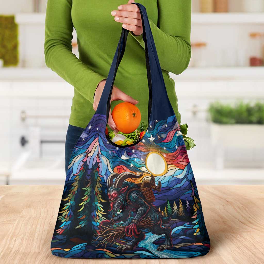 Stained Glass Krampus Grocery Bag Folklore Horror Art - Wonder Print Shop