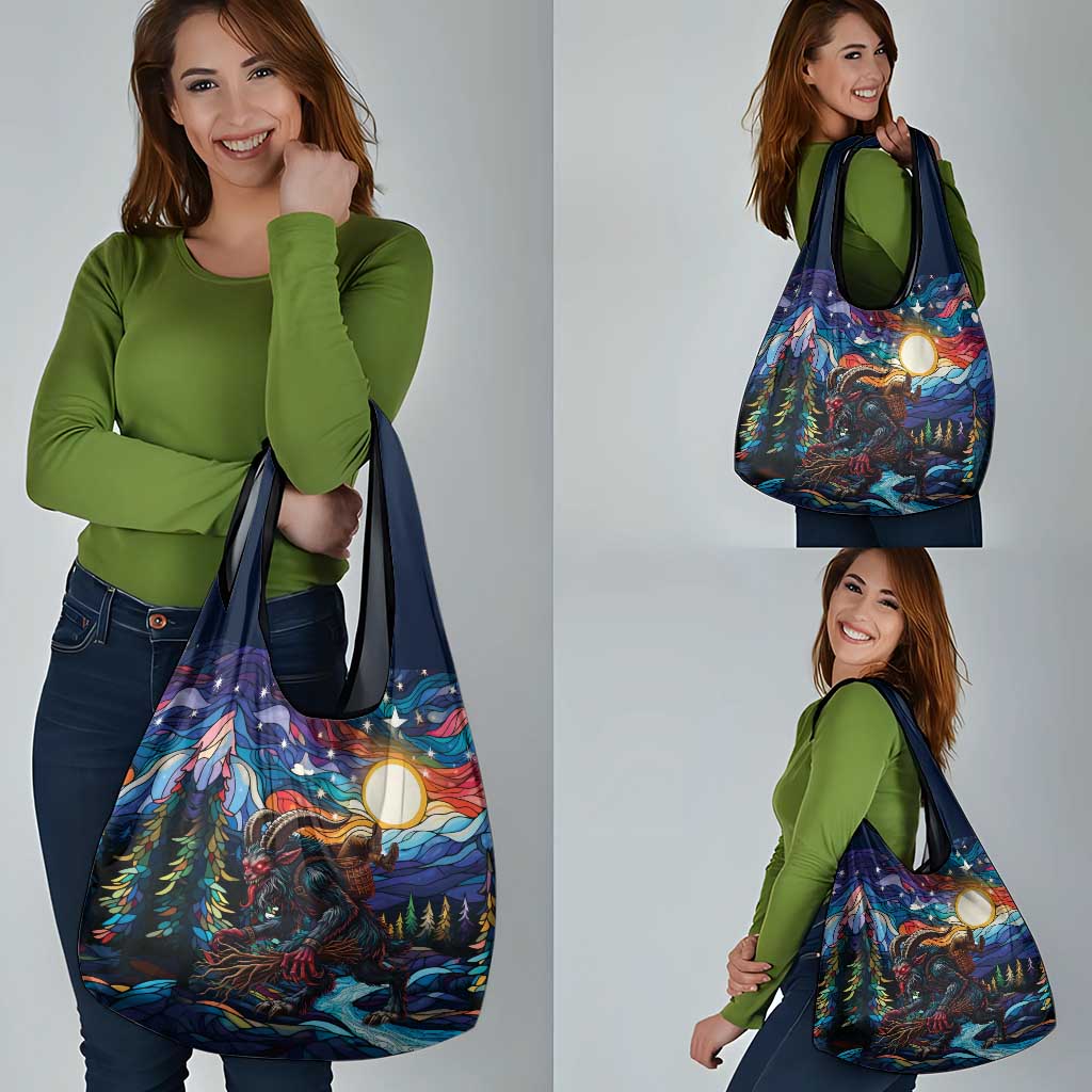 Stained Glass Krampus Grocery Bag Folklore Horror Art - Wonder Print Shop