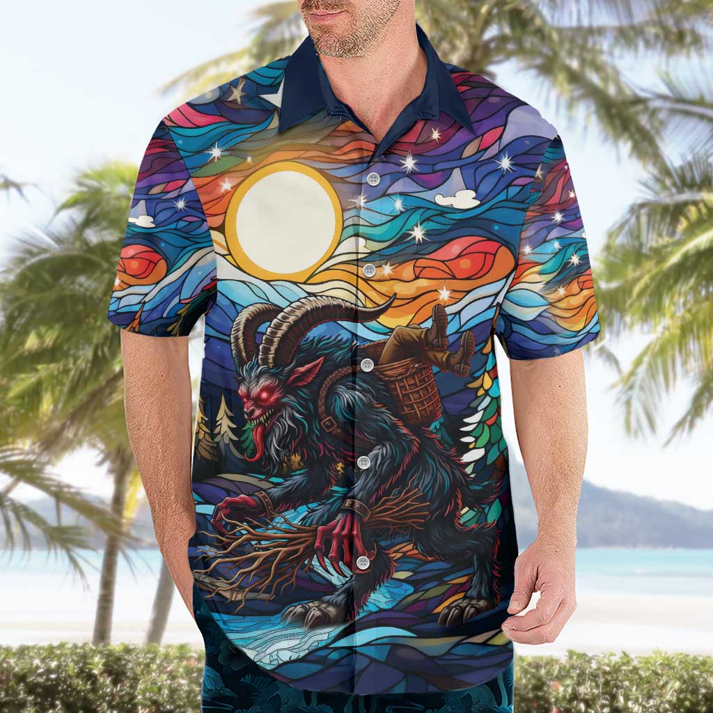 Stained Glass Krampus Hawaiian Shirt Folklore Horror Art - Wonder Print Shop