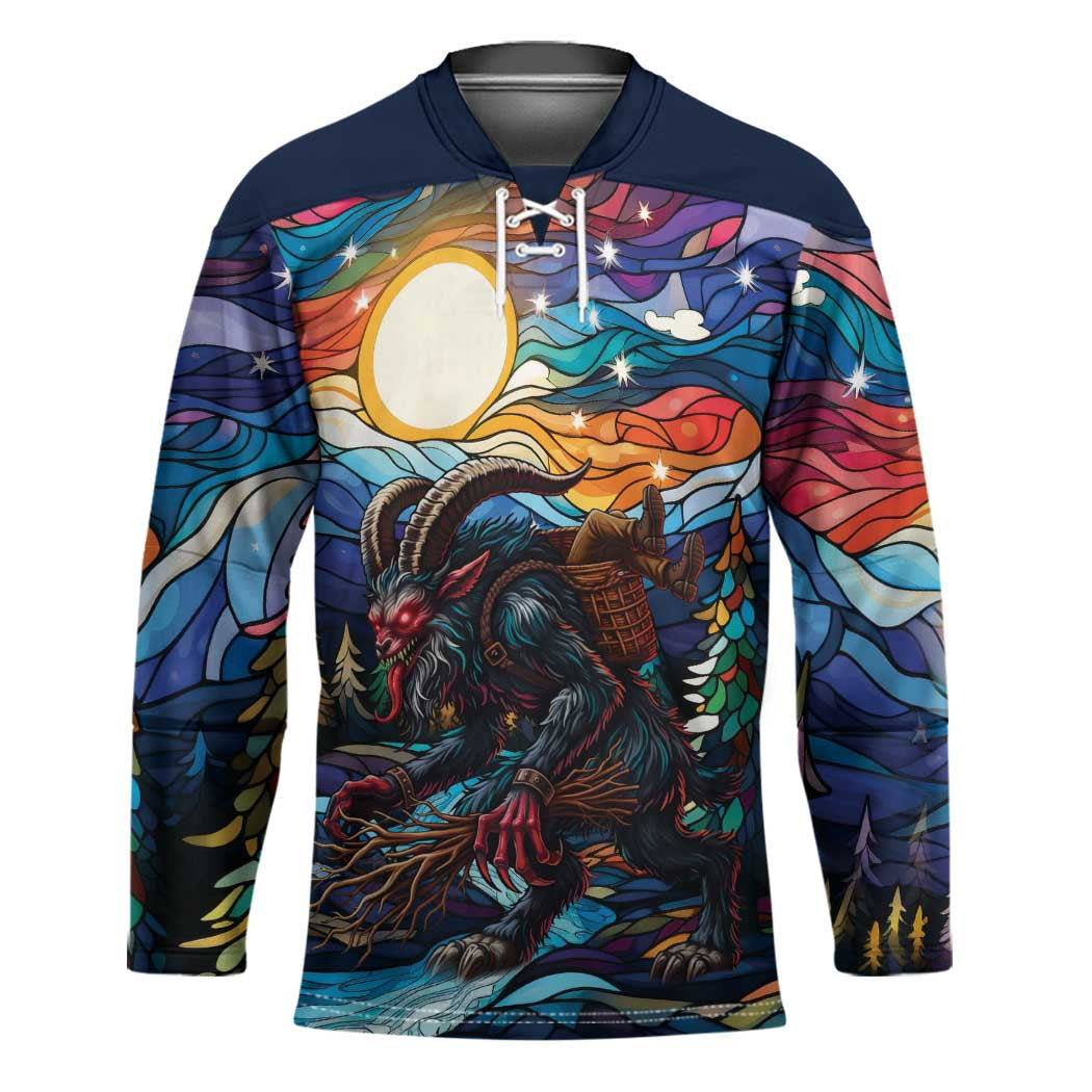 Stained Glass Krampus Hockey Jersey Folklore Horror Art - Wonder Print Shop